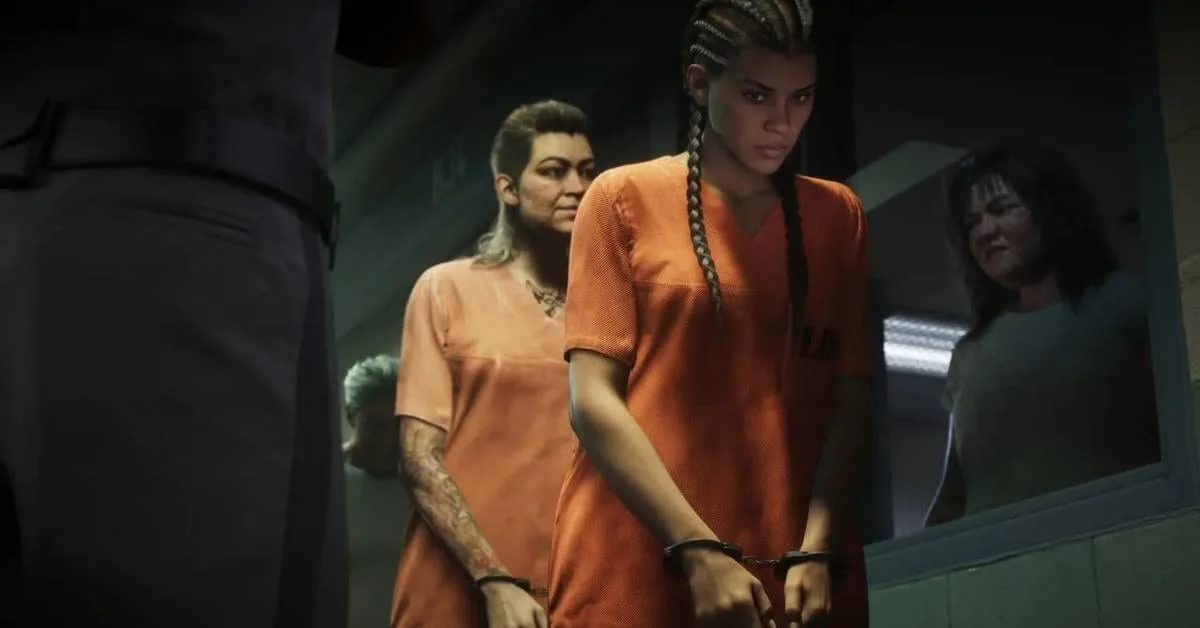 Cena da personagem Lucia em jumpsuit laranja em GTA 6