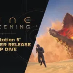 Cena de gameplay de Dune: Awakening mostrando o deserto de Arrakis no PS5