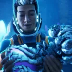 Cena de gameplay de Subnautica 2 mostrando ambiente subaquático