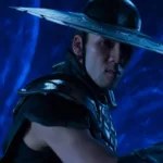 Cena do filme Mortal Kombat 2 com Liu Kang e Kung Lao duelando no Blue Portal