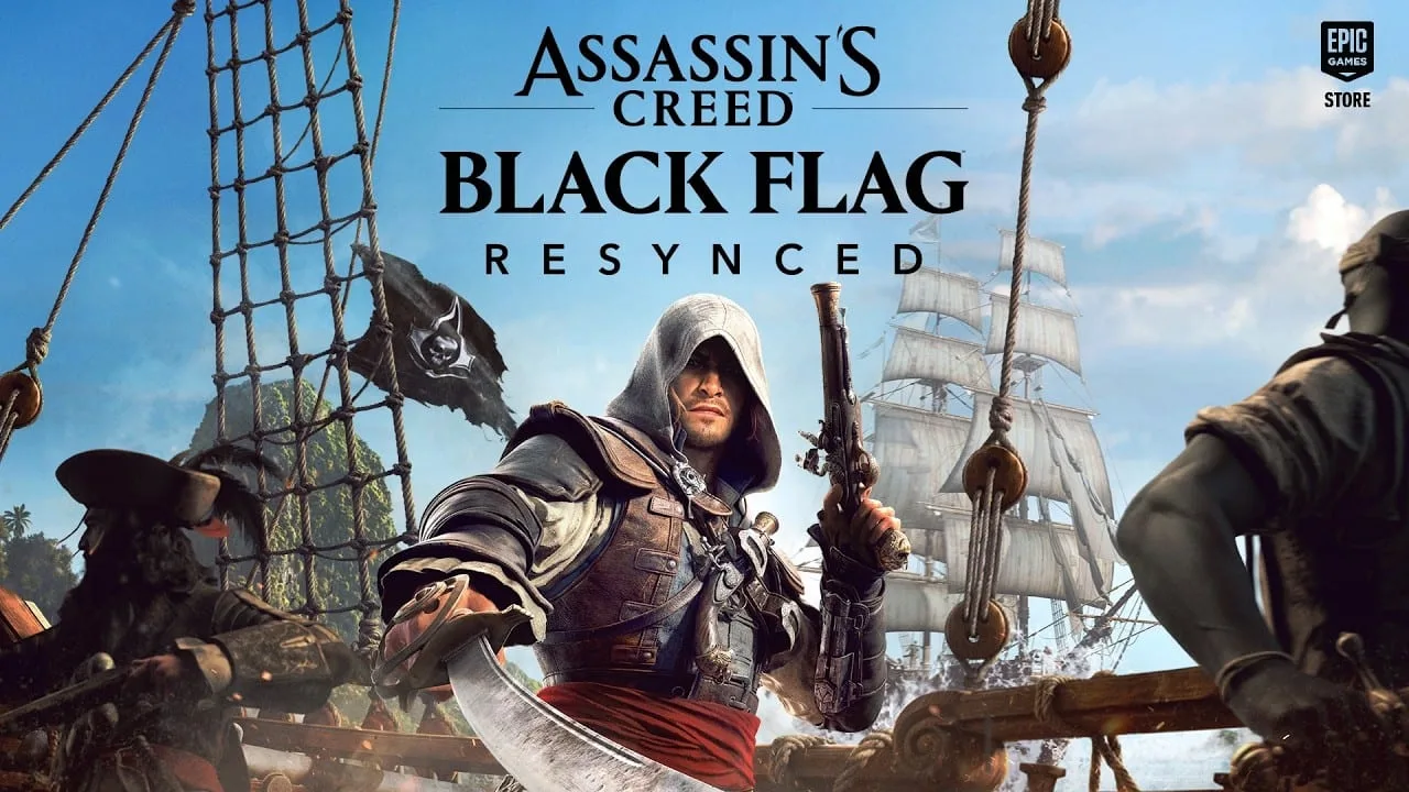 Cena do trailer de Assassin’s Creed Black Flag Resynced mostrando o capitão Edward Kenway em alto mar