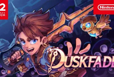 Cena do trailer de Duskfade mostrando personagem em ambiente sombrio no Nintendo Switch 2