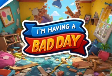 Cena do trailer de gameplay de I’m Having A Bad Day para PS5 e PS VR2 mostrando ambiente sombrio e personagem em ação