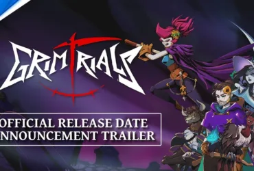 Cena do trailer de Grim Trials mostrando combate e ambiente do jogo no PS5