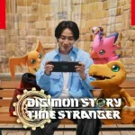 Cena do trailer live action de Digimon Story Time Stranger para Nintendo Switch mostrando personagens humanos e Digimon