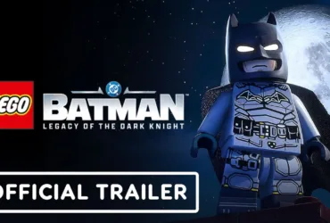 Cena do trailer oficial de LEGO Batman: Legacy of the Dark Knight mostrando Batman com gadgets no jogo