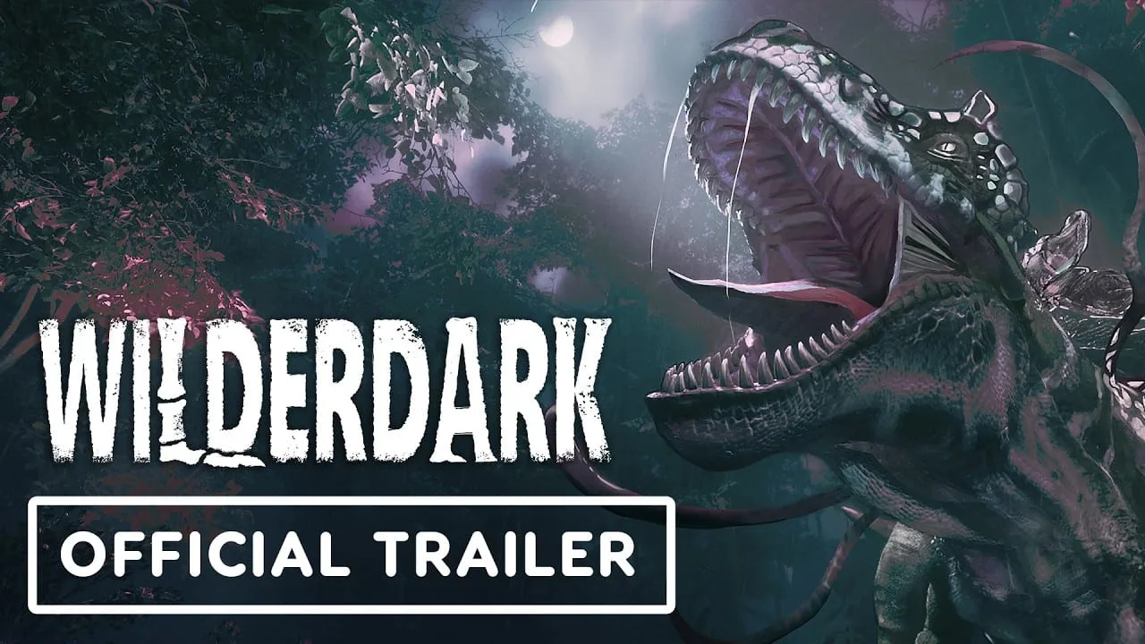 Cena do trailer oficial de Wilderdark mostrando selva sombria e atmosfera tensa