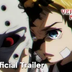 Cena do trailer oficial do anime The Vermilion Mask mostrando personagem principal com máscara vermelha