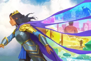 Cena oficial do jogo Order of the Sinking Star com personagens e quebra-cabeças