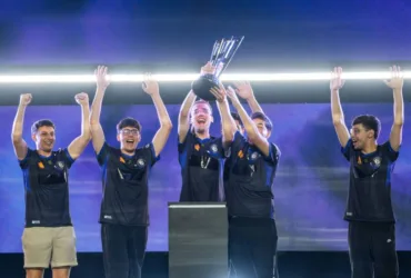 Equipe 9z celebrando vitória na final da XSE Pro League Guangzhou 2026 de CS2