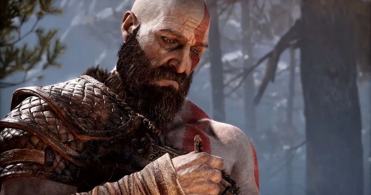 Fábrica Sony PlayStation com imagem de Kratos em destaque