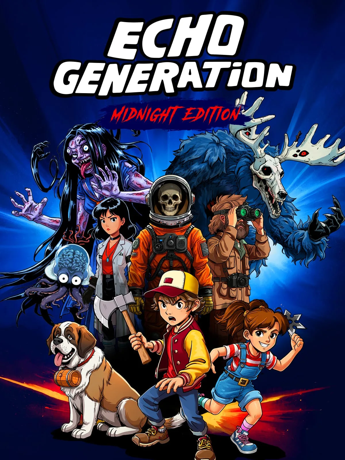 Gameplay de Echo Generation com crianças enfrentando criaturas em combates por turnos