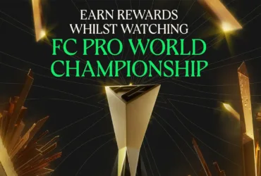 Imagem do FC Pro World Championships no EA SPORTS FC 26 mostrando jogadores profissionais em ação