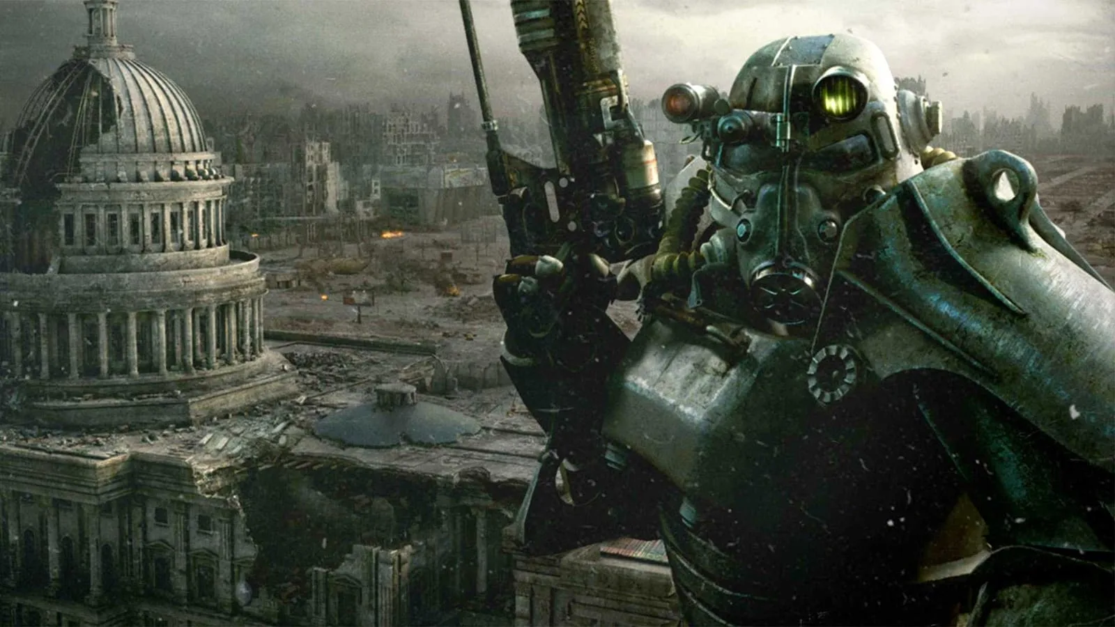 Imagem do jogo Fallout 3 com cenário pós-apocalíptico
