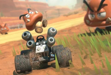 Imagem do personagem Goomba dirigindo kart em Mario Kart World