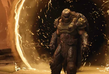Imagem do Slayer enfrentando demônios no DLC Revelations de Doom: The Dark Ages