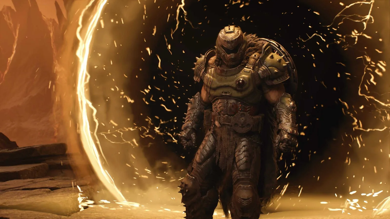 Imagem do Slayer enfrentando demônios no DLC Revelations de Doom: The Dark Ages
