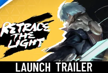 Imagem do trailer oficial de lançamento do jogo Retrace the Light no PS5 mostrando combate e cenário