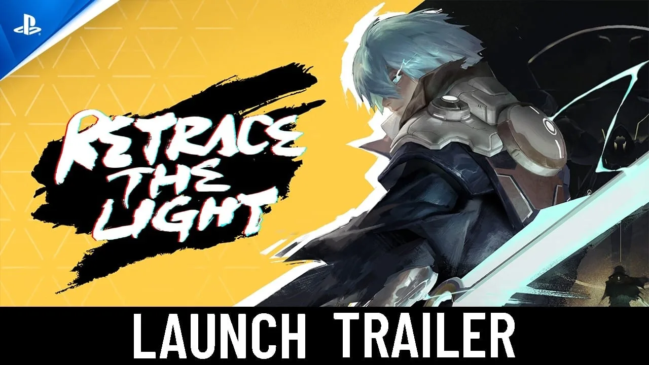 Imagem do trailer oficial de lançamento do jogo Retrace the Light no PS5 mostrando combate e cenário