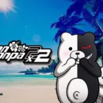 Imagem oficial de Danganronpa 2x2 mostrando personagens e ambiente da ilha
