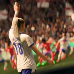 Imagem oficial de EA SPORTS FC 27 mostrando jogadores em campo durante gameplay