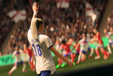 Imagem oficial de EA SPORTS FC 27 mostrando jogadores em campo durante gameplay