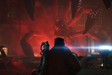 Imagem oficial de Gears of War: E-Day mostrando personagem em combate com efeitos de luz realistas