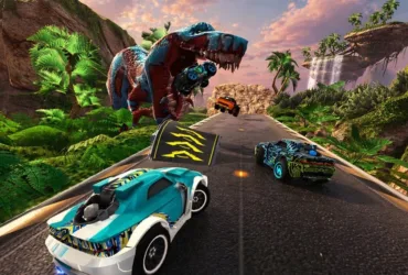 Imagem oficial de Max Speed mostrando carros esportivos em pista de corrida no Nintendo Switch