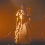 Imagem oficial de Soulframe mostrando personagem em ação na atualização Warsong