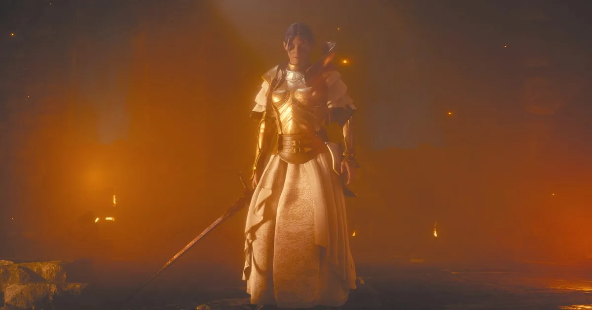 Imagem oficial de Soulframe mostrando personagem em ação na atualização Warsong