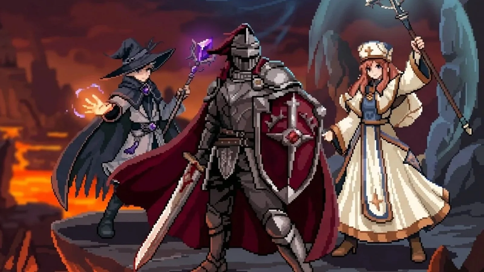 Imagem oficial de Task Bar Hero mostrando herói pixelado em batalha na Steam