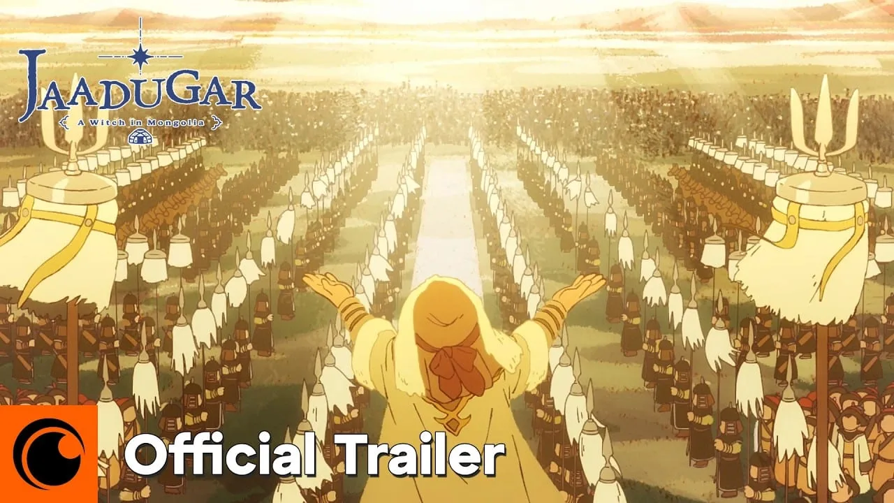 Imagem oficial do anime Jaadugar: A Witch in Mongolia com as personagens principais do Arco Mongol
