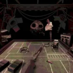 Imagem oficial do jogo Buckshot Roulette mostrando personagem em ação no Xbox