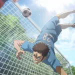 Imagem oficial do mangá Aoashi com arte relacionada ao futebol