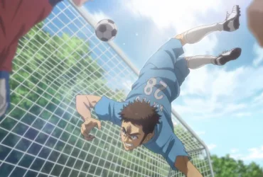 Imagem oficial do mangá Aoashi com arte relacionada ao futebol