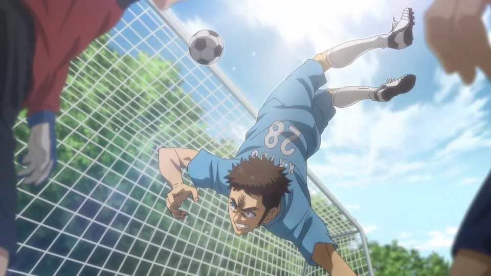 Imagem oficial do mangá Aoashi com arte relacionada ao futebol