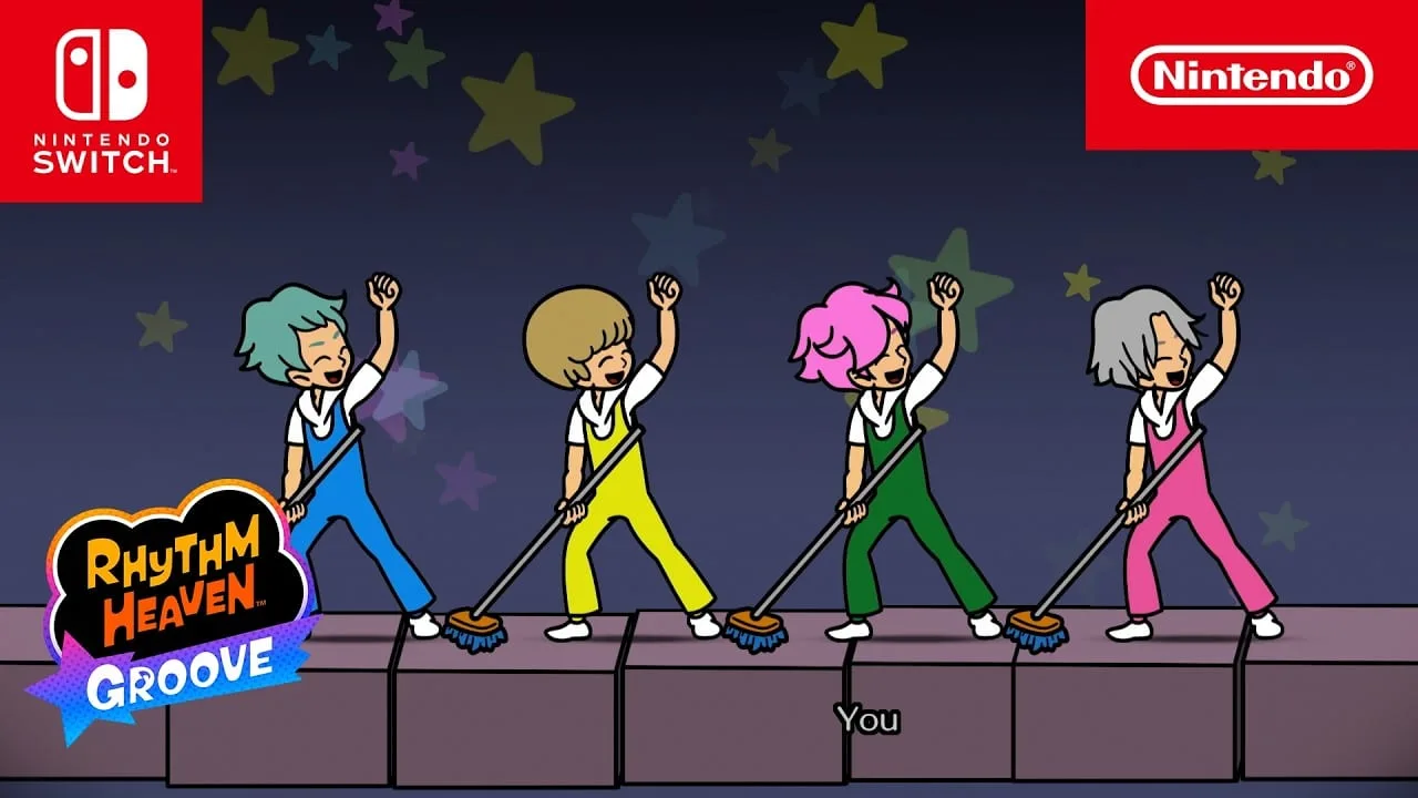 Imagem oficial do trailer de lançamento de Rhythm Heaven Groove no Nintendo Switch