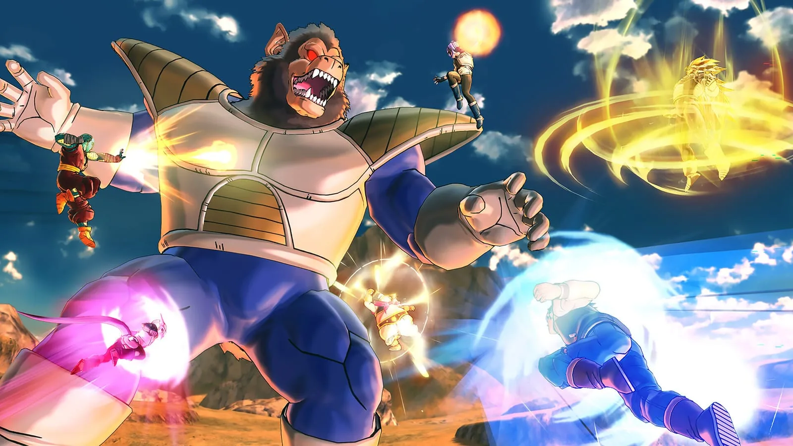 Imagem oficial Dragon Ball Xenoverse 2 com personagens do capítulo 4 da Future Saga