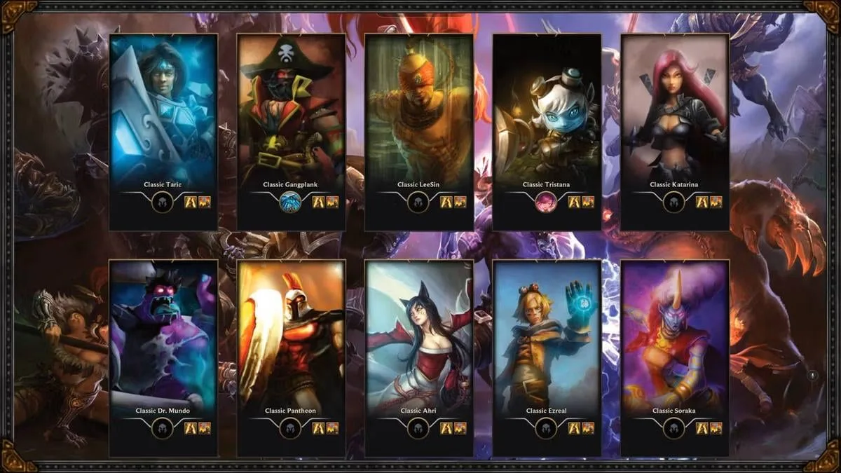 Imagem oficial mostrando campeões de League of Legends Classic, novo modo lançado pela Riot Games