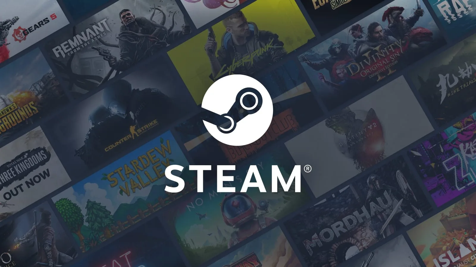 Interface do Steam mostrando seleção diversificada de jogos