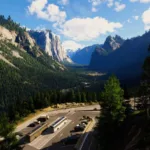 Parque Nacional de Yosemite representado no Microsoft Flight Simulator com texturas realistas