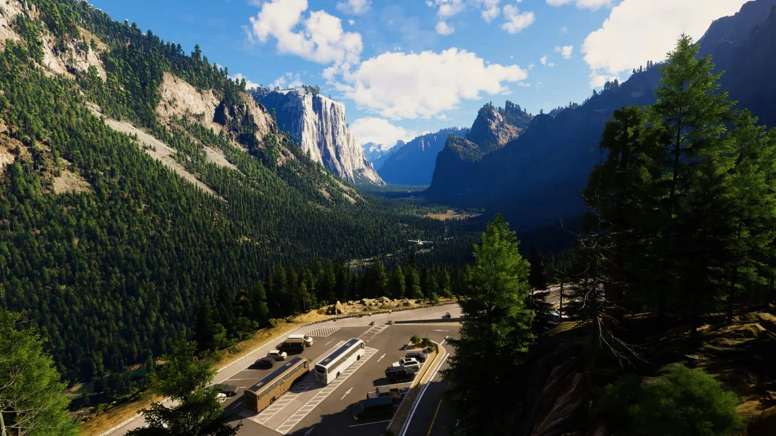 Parque Nacional de Yosemite representado no Microsoft Flight Simulator com texturas realistas