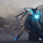 Personagem Excalibur em Fortnite com visual futurista