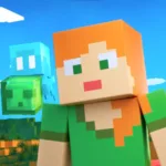 Print da tela inicial de Minecraft Java Edition mostrando gráficos e personagens