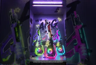 Skin Neon Dream AUG de PUBG com luzes neon vibrantes