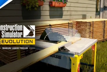 Trailer oficial de Construction Simulator Evolution no PS5 mostrando trabalho manual em canteiro de obras
