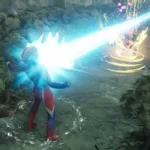 Ultraman Zero em pose de ataque especial em GigaBash