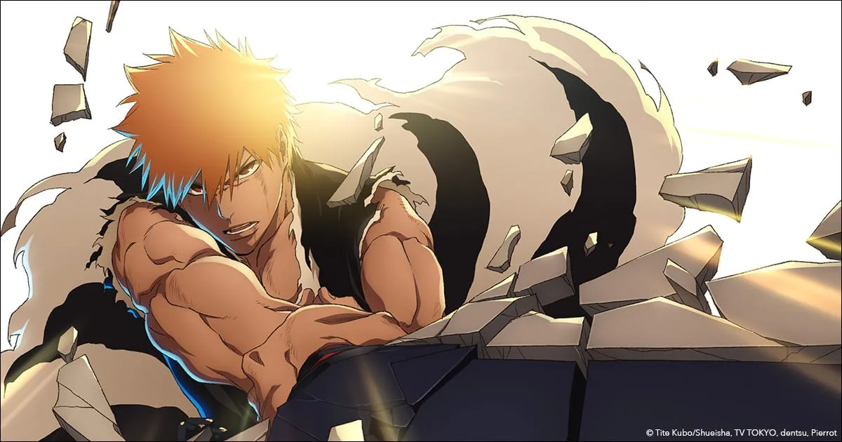Arte de BLEACH THE STORIES com Ichigo Meio-Hollow no arco Thousand-Year Blood War