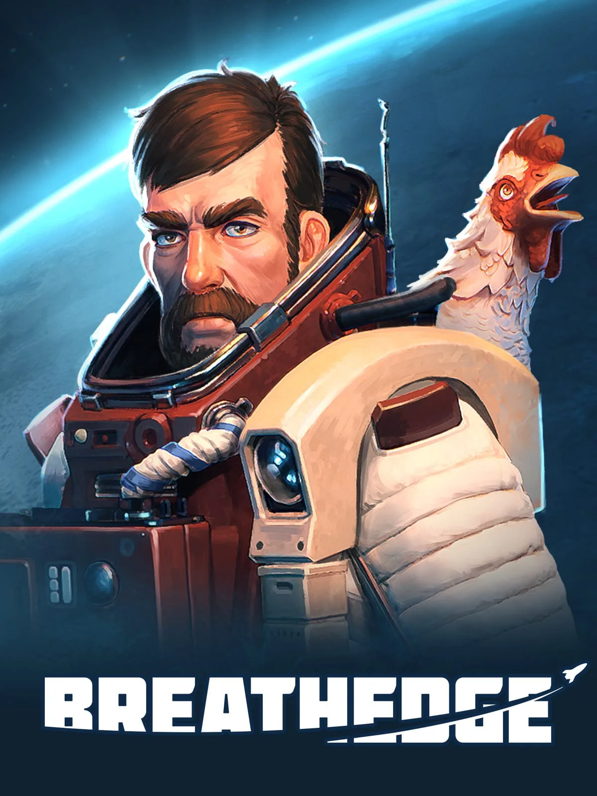 Arte vertical oficial de Breathedge mostrando a identidade visual do jogo