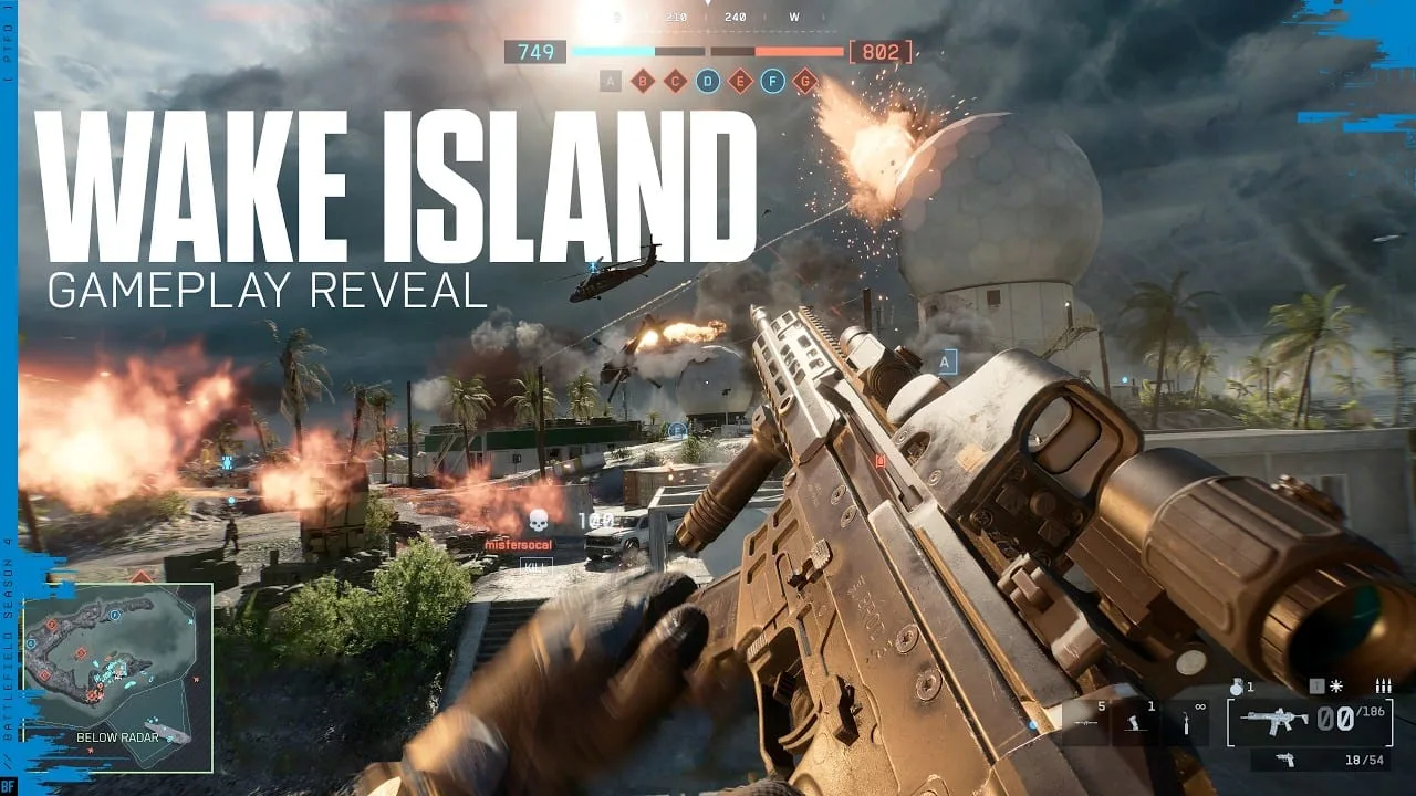 Battlefield 6 mostrando a nova versão de Wake Island em trailer